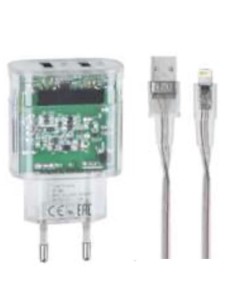 CARICATORE DA PARETE-2USB TRASPAREN