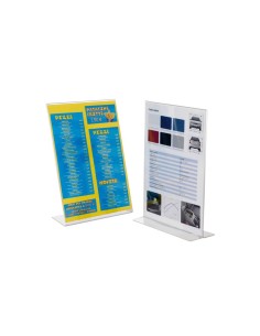 Porta avvisi in PS verticale con base a ‘’L’’ trasparente Tecnostyl A7 PB020/P