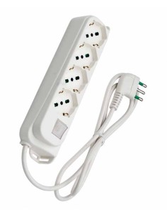 Multipresa 4 Posti Schuko con Interruttore e Cavo 1,5m Bianca