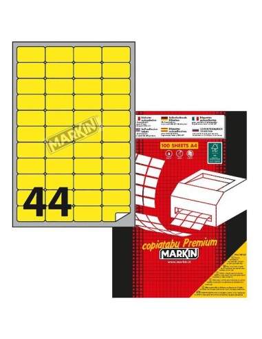ETICHETTE A4 FLUO GIALLO 47 5X25MM