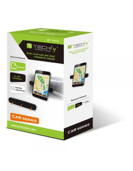 Supporto Magnetico da Auto per Smartphone con Doppia Clip