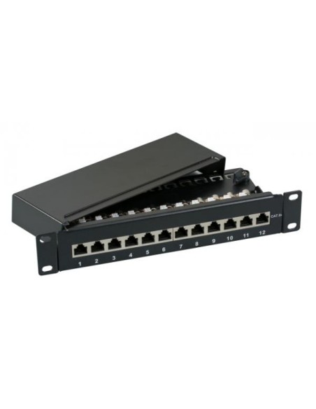 Pannello Patch per Rack 10'' 12p STP Cat.6A Nero