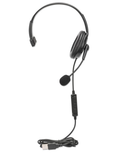 Cuffia Mono USB con Microfono Reversibile Cavo 2m