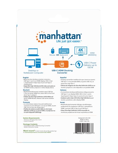 Convertitore USB-C™ a HDMI, USB-A, USB PD