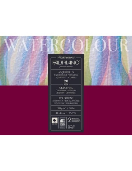 Blocco collato Fabriano Watercolour in grana fine