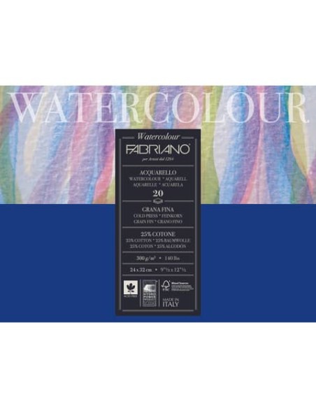 Blocco collato Fabriano Watercolour in grana fine