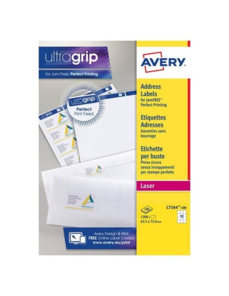 Etichette bianche in carta per indirizzi Ultragrip™ - 100 fogli