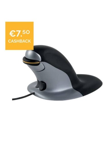 Mouse verticale Penguin® filo grigio/nero