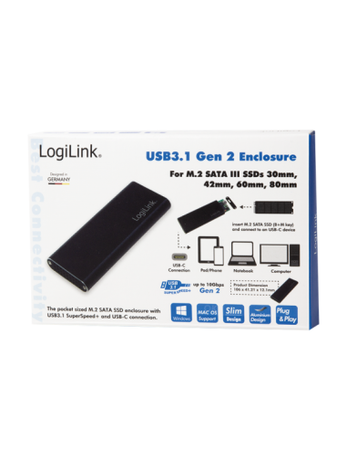 Box Esterno USB3.1 Gen 2 per SSD SATA M.2