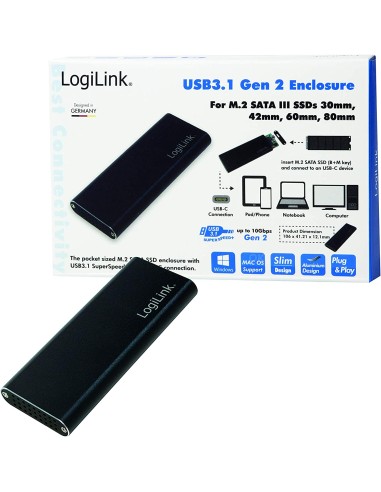 Box Esterno USB3.1 Gen 2 per SSD SATA M.2