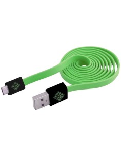 Cavo Flat USB AM a Micro USB M 1m Verde / Nero