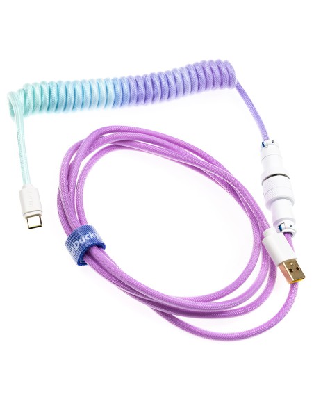 Ducky Premicord Azure Cable Coiled, USB Type C a Type A - 1,8m