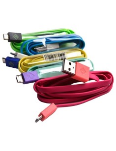 Cavo Flat USB AM a Micro USB M 1m A Rosa / Corallo 2