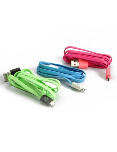 Cavo Flat USB AM a Micro USB M 1m A Rosa / Corallo