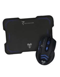 Techmade Kit Mouse USB + Tappetino Gaming Blu