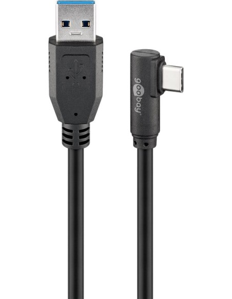 Cavo USB3.2 USB-C™ M 90° a USB tipo A M 1m Nero