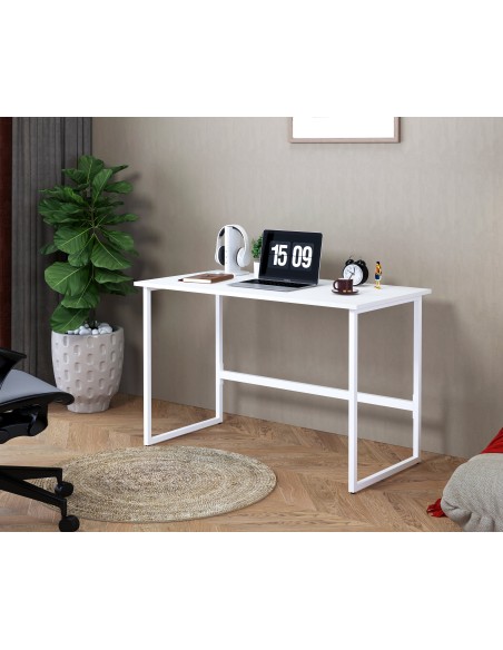 Scrivania per Computer dal Design Moderno per Casa e Ufficio Bianco