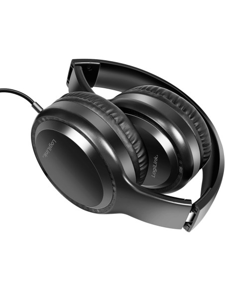 Cuffia Stereo Pieghevole con Microfono Jack 3,5 mm Nero