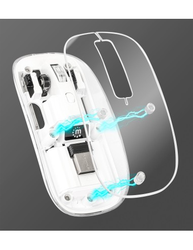 Mouse Ottico Wireless 1600 Dpi con Micro Ricevitore USB Bianco Trasparente