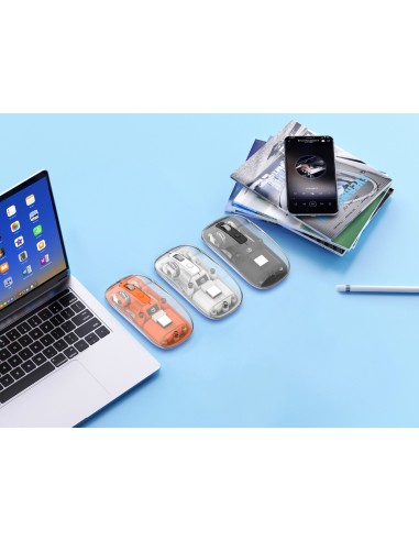 Mouse Ottico Wireless 1600 Dpi con Micro Ricevitore USB Bianco Trasparente