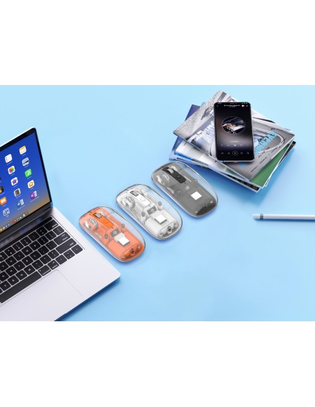 Mouse Ottico Wireless 1600 Dpi con Micro Ricevitore USB Bianco Trasparente