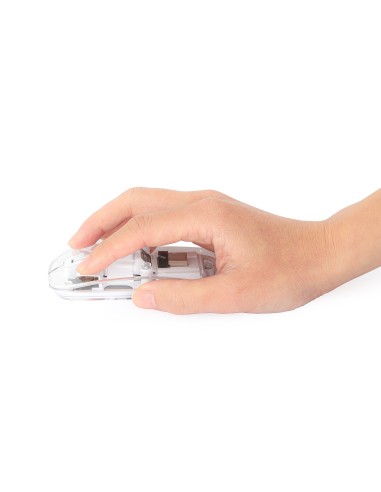 Mouse Ottico Wireless 1600 Dpi con Micro Ricevitore USB Bianco Trasparente