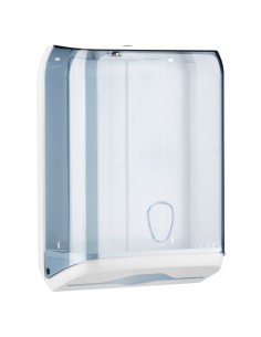 Dispenser asciugamani piegati - 28x13,7x37,5 cm - plastica - bianco/azzurro trasparente - Mar Plast