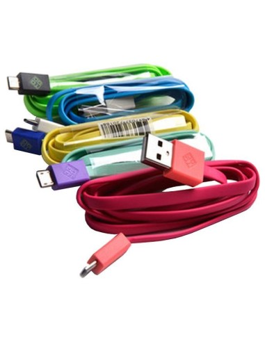 Cavo Flat USB AM a Micro USB M 1m Verde Acqua / Viola