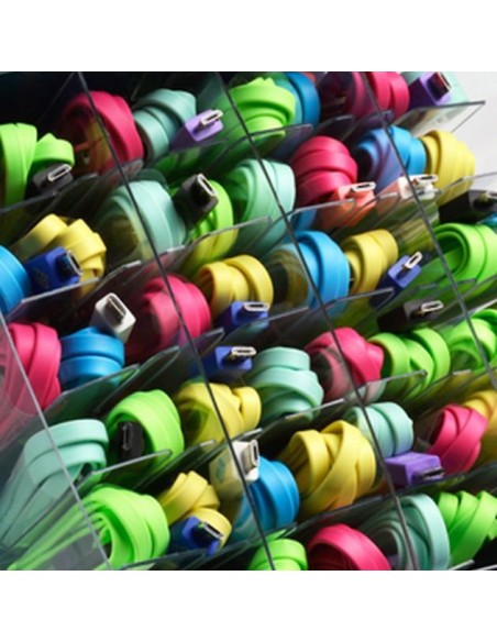 Cavo Flat USB AM a Micro USB M 1m Verde Acqua / Viola