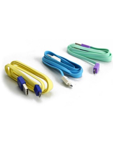 Cavo Flat USB AM a Micro USB M 1m Verde Acqua / Viola