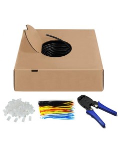 Kit Matassa U/UTP Cavo Cat.6 CCA Rigido 305m Fascette e Plug RJ45
