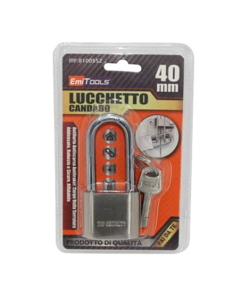 Lucchetto in acciaio Emi anello lungo 40x85 mm - 8100552 Lucchetto in acciaio Emi anello lungo 40x85 mm - 8100552