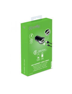 KIT USB CAR CHARGER+USB-C CABLE 12W 2