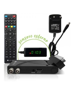 Decoder Ricevitore Digitale Terrestre DVB-T/T2 H.265 HEVC 10bit USB HDMI Scart 180° e Telecomando Universale 2 in 1