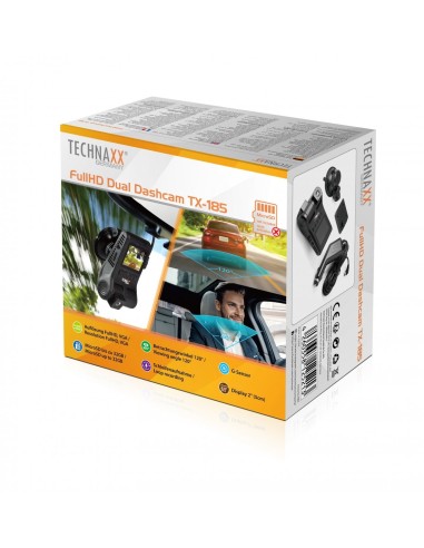 FullHD Dual Dashcam con Camera Anteriore e Interna, TX-185