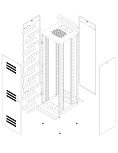 Armadio Rack 19'' 600x600 47U per Batterie Fotovoltaico Nero 2