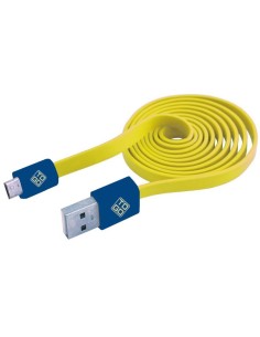 Cavo Flat USB AM a Micro USB M 1m Giallo / Blu