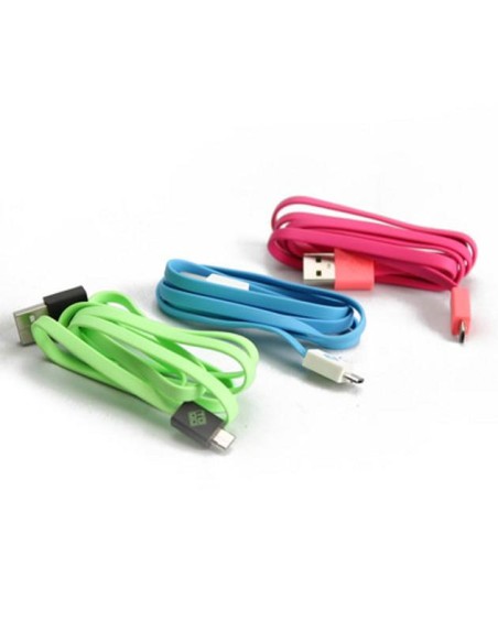 Cavo Flat USB AM a Micro USB M 1m Giallo / Blu