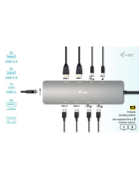 USB-C METAL NANO 2XHDMI DOCK+PD100W