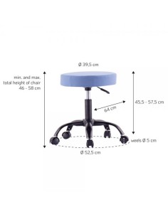 Sgabello Girevole con Ruote Altezza Regolabile Tessuto Sfoderabile Blu 2