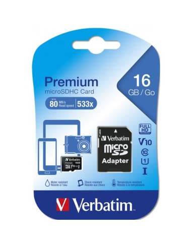 VERBATIM MICRO SDHC 16GB CLASS 10 + ADATTORE