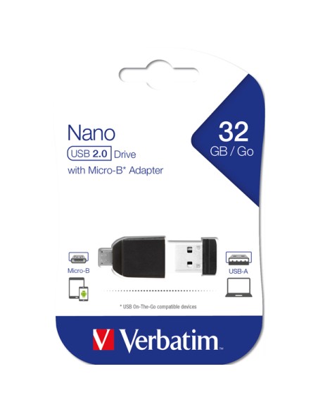 Memoria usb2.0 32gb store 'n' stay nano + otg micro usb adapter