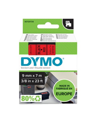 Nastro D1 409170 - 9 mm x 7 mt - nero/rosso - Dymo