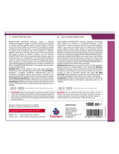 Disinfettante multiuso - senza risciacquo - 1 L - Tekna