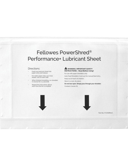 Foglio lubrificante Performance - per distruggidocumenti - Fellowes - conf. 10 pezzi