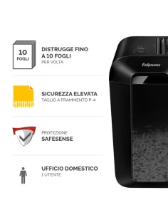 Distruggidocumenti LX65 - a frammenti - nero - Fellowes 2