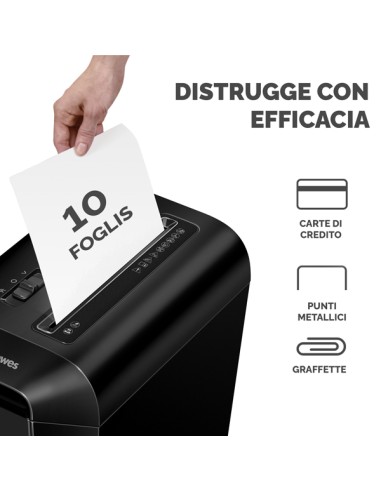 Distruggidocumenti LX65 - a frammenti - nero - Fellowes