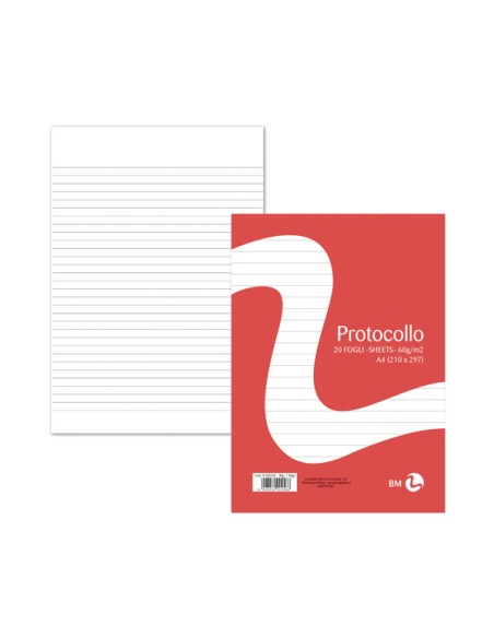 Foglio protocollo - A4 - 1 rigo - 60 gr - BM - conf. 20 pezzi