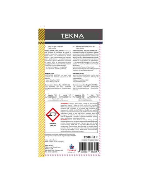 Anticalcare liquido - per lavatrici - 2 lt - Tekna