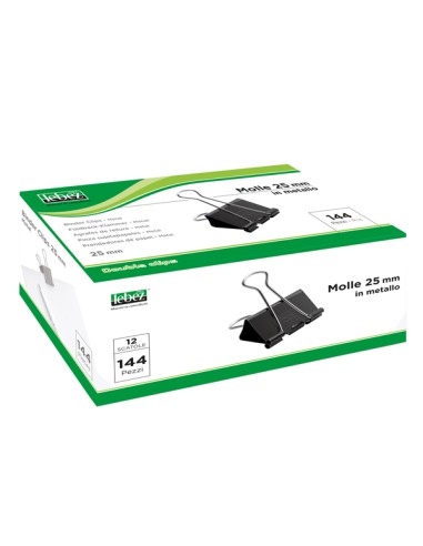 Molla Double Clips - 2,5 cm - nero - Lebez - conf. 12 pezzi